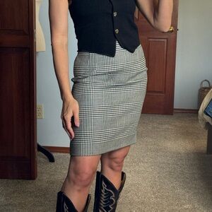 Vintage Houndstooth Plaid Skirt